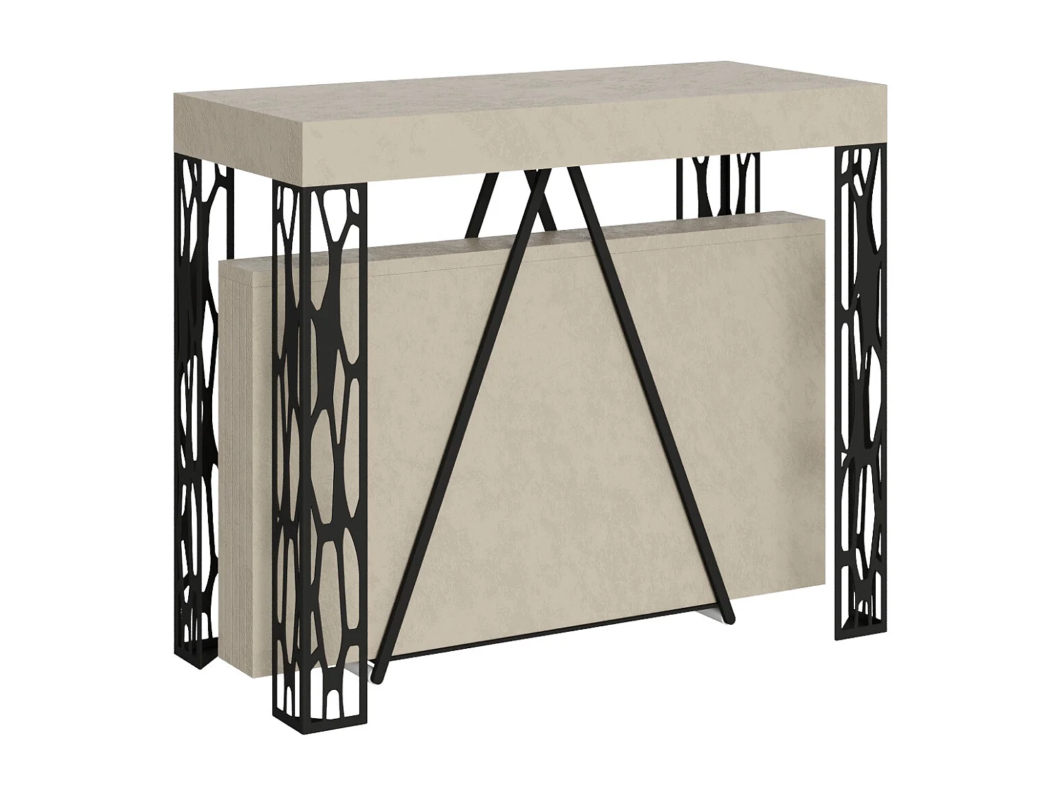 Konsola rozkładana 90x40/300 cm Kerpa kaszmir rama w kolorze antracytu 3633946 - obrazek 1