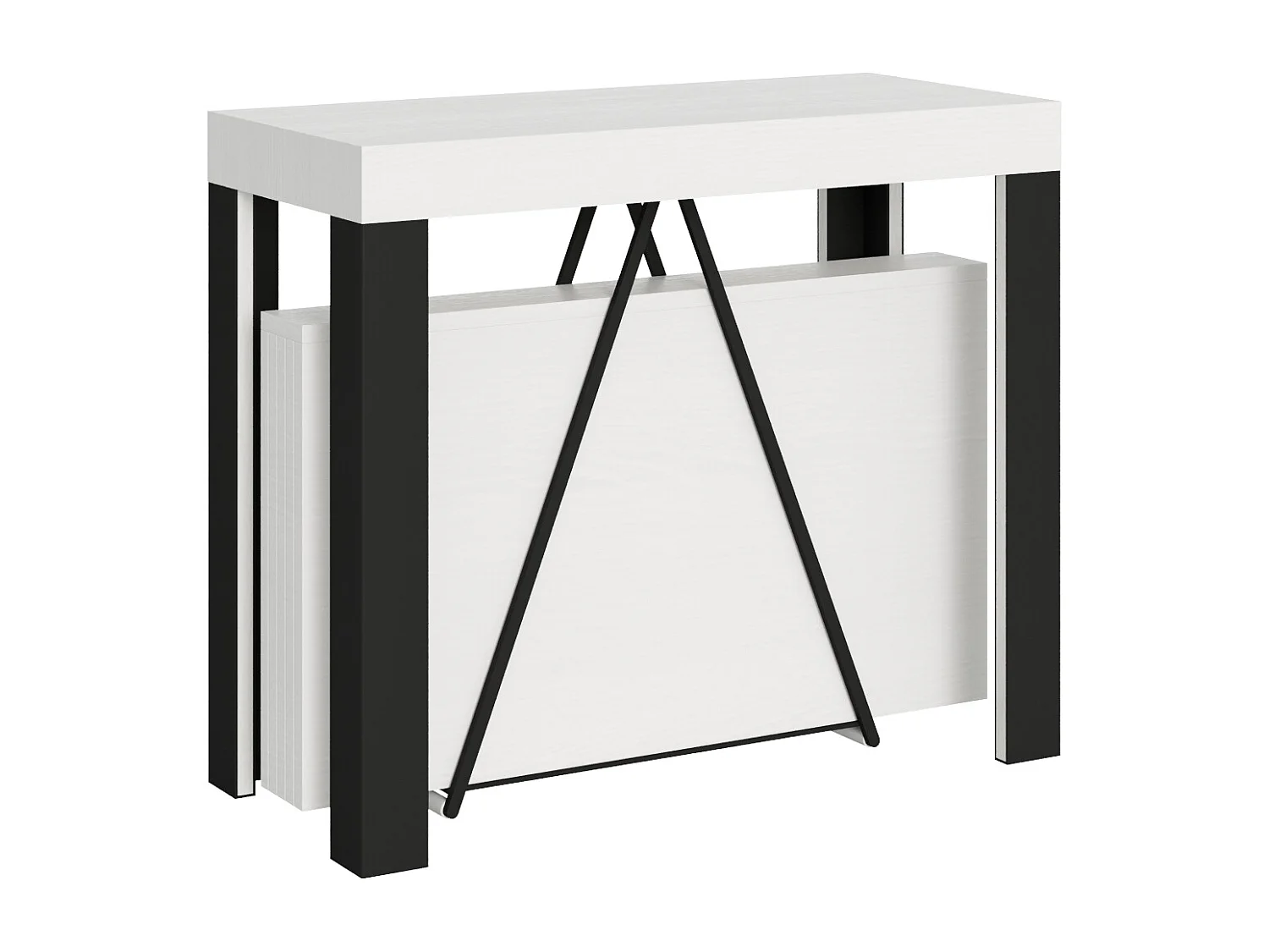 Konsola rozkładana 90x40/300 cm Tarax frassino biała rama w kolorze antracytu 3633945 - obrazek 1