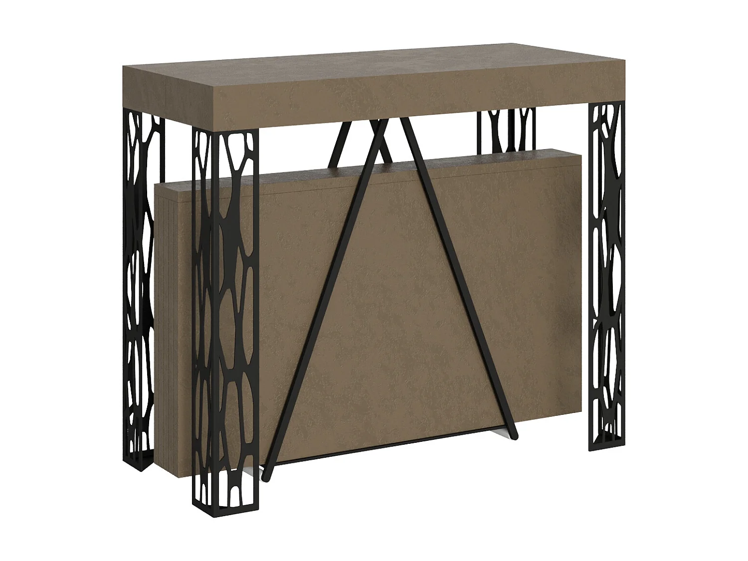 Konsola rozkładana 90x40/196 cm Kerpa Small szaro-beżowy rama w kolorze antracytu 3633964 - obrazek 1