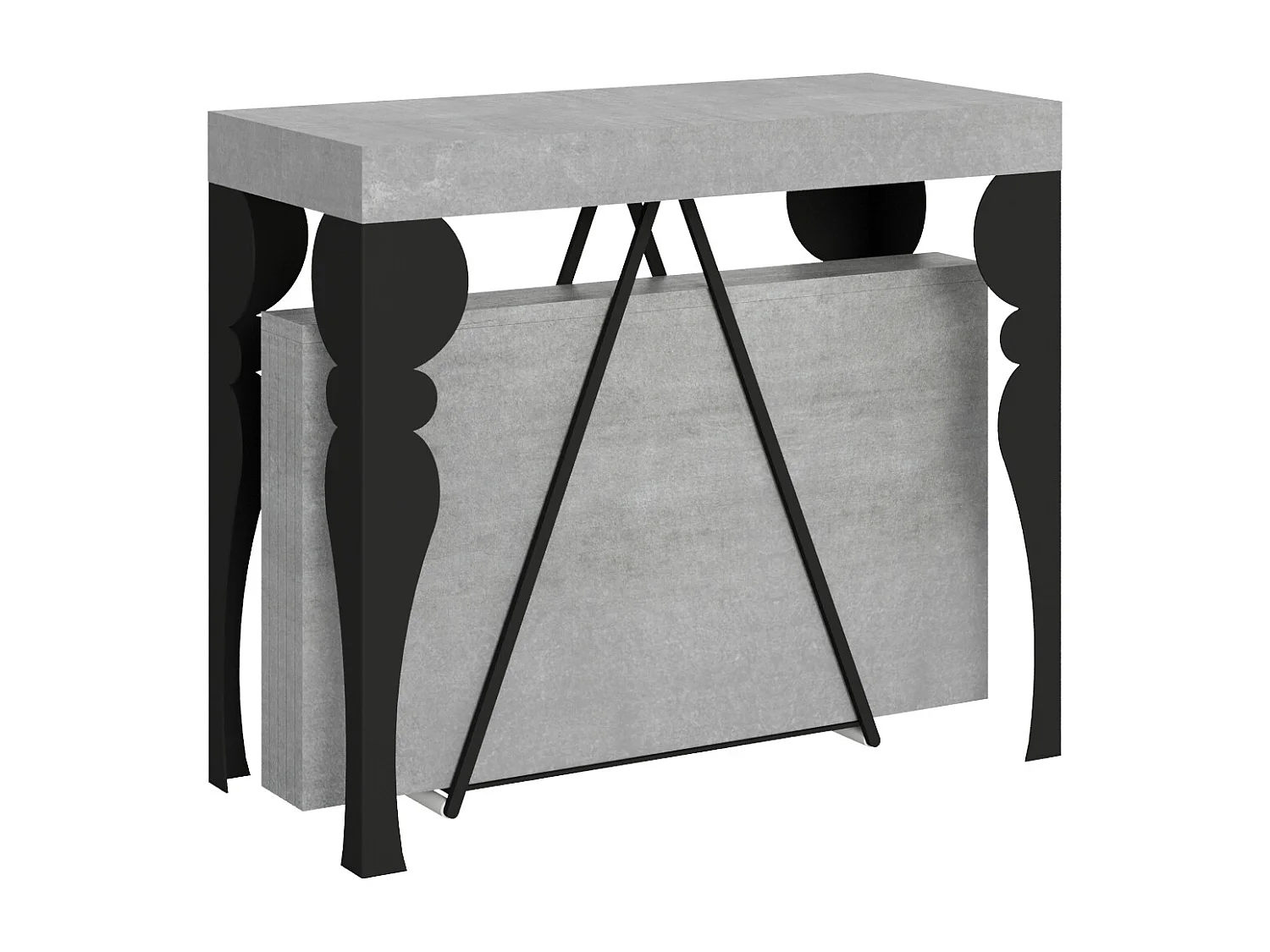 Konsola rozkładana 90x40/196 cm Riza Small cementu rama w kolorze antracytu 3633968 - obrazek 1