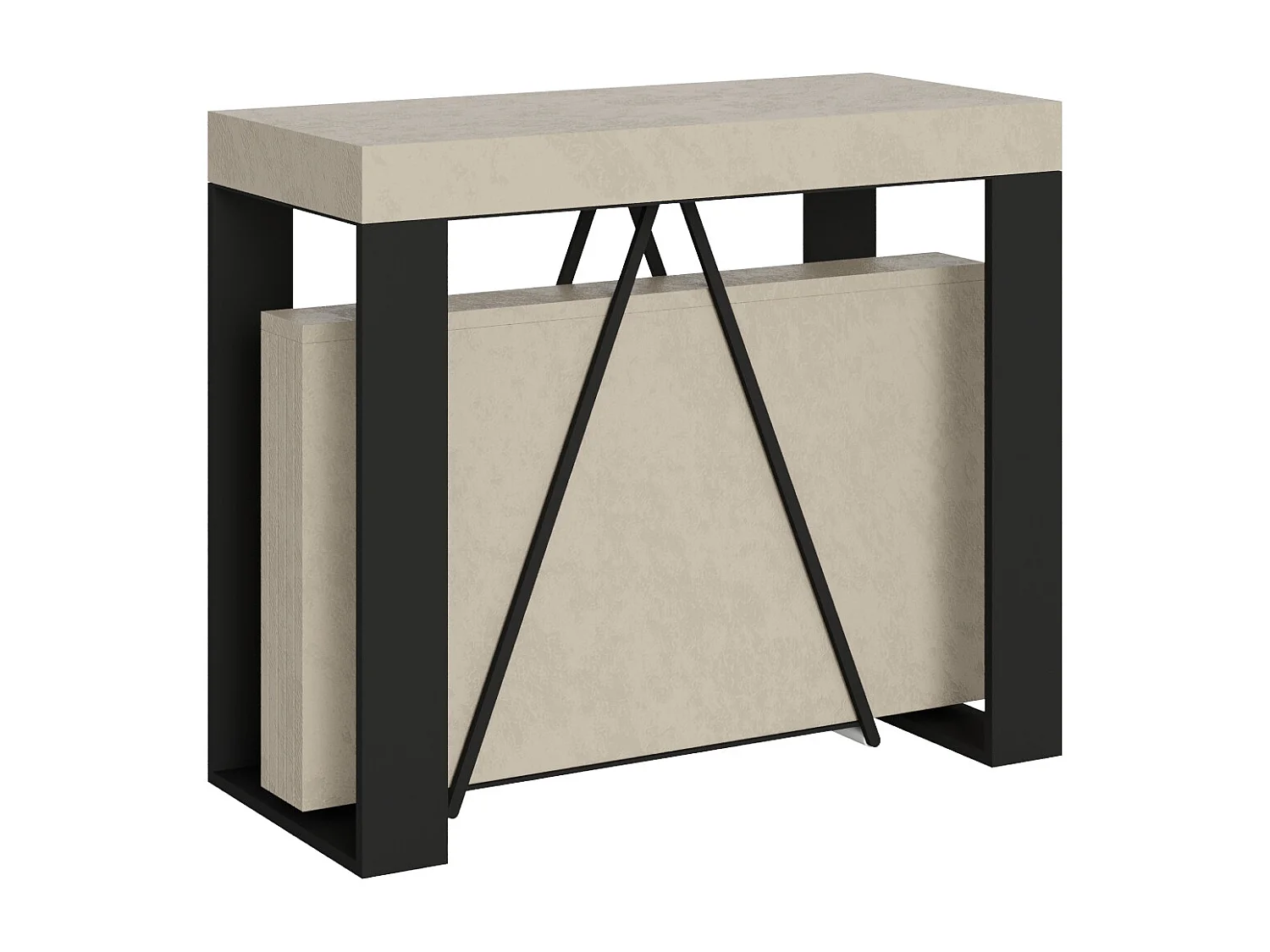Konsola rozkładana 90x40/300cm Zamat kaszmir rama w kolorze antracytu 3633969 - obrazek 1