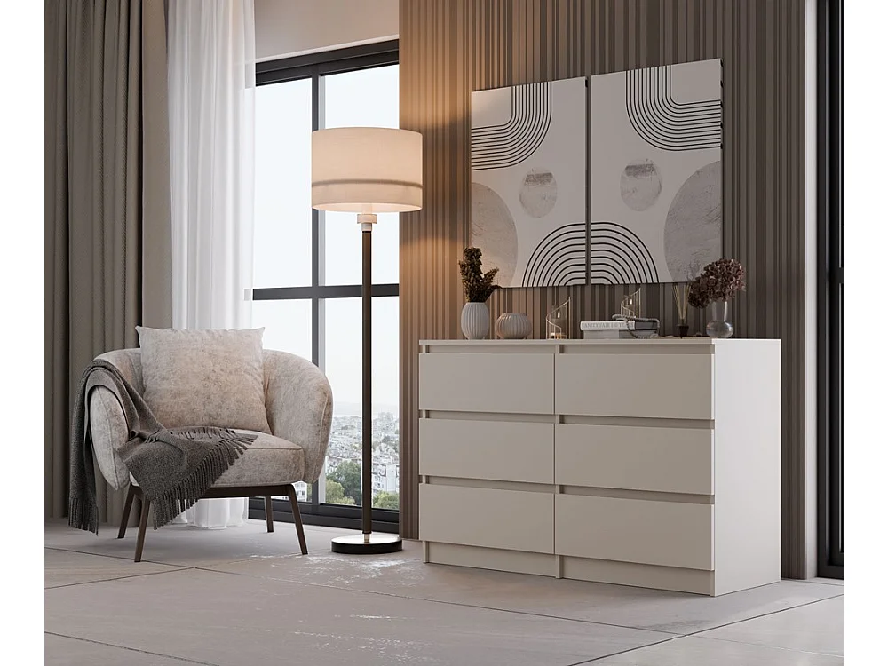 Komoda Malwa M6/120 | Kaszmir | 120x30x75 cm | Nowoczesna 6 Szuflad 3292613 - obrazek 1