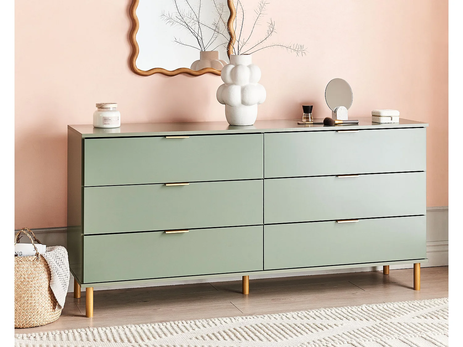 Komoda 6 szuflad WALPOLE Zielony 3759503 - obrazek 1