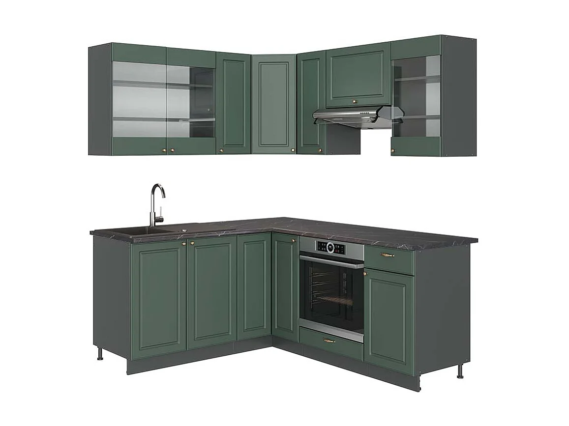 Kogoszczona kuchnia green gold country/antracyt 190x60x81.6 fame-line 4781647