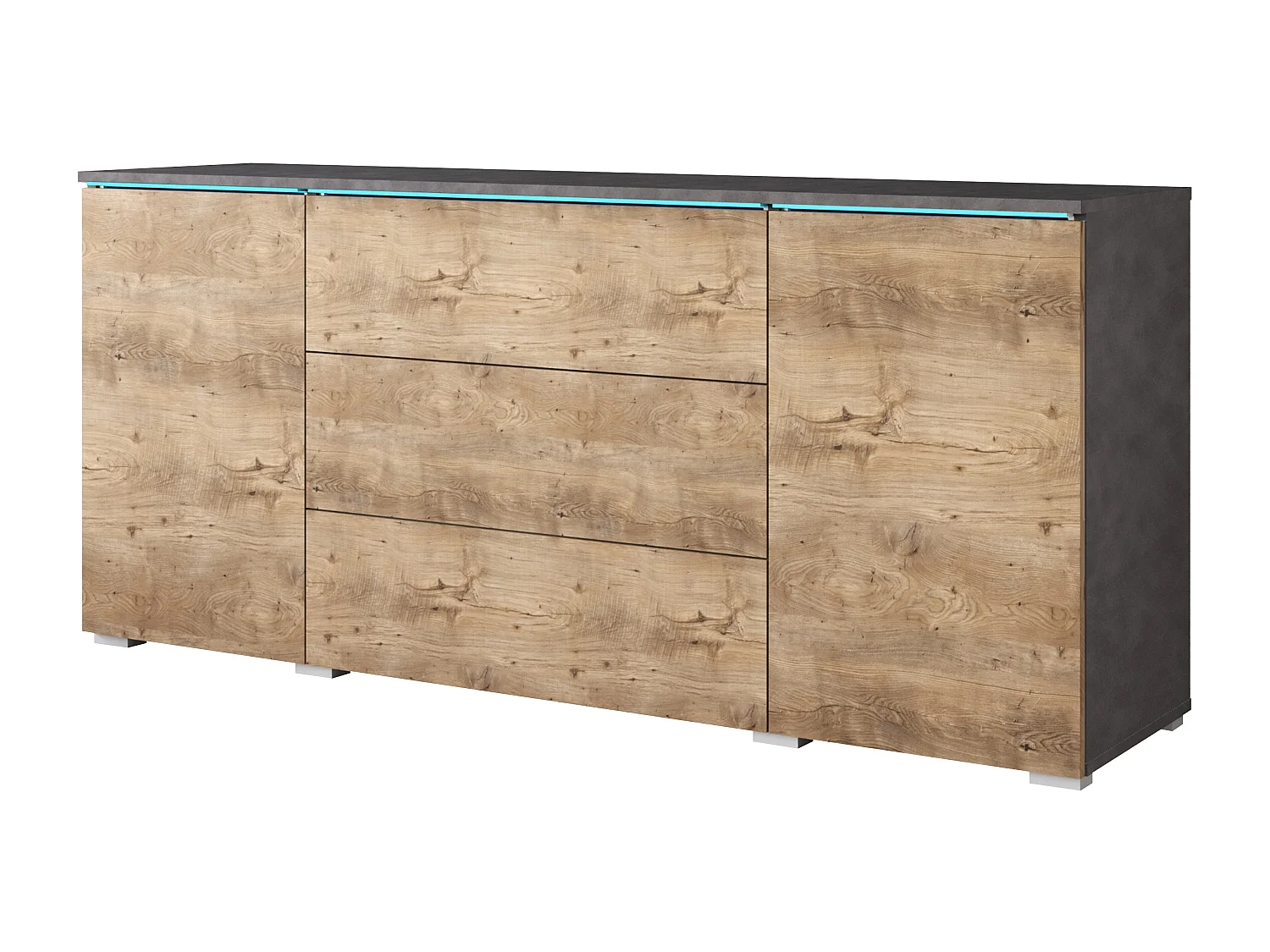 Nowoczesna komoda 150 cm do salonu matowa 3 szuflady i 2 szafki matera i kastanien breslau 4367323 - obrazek 1