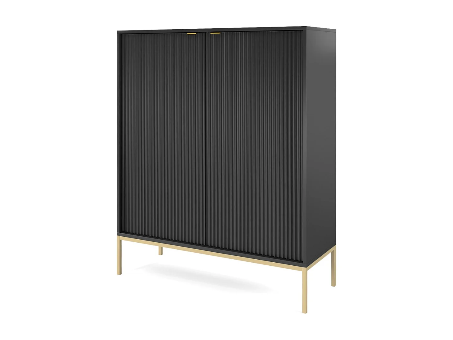 Komoda 100 cm Galla – wysoka komoda dwudrzwiowa, styl współczesny, czarny + złoty 4996372