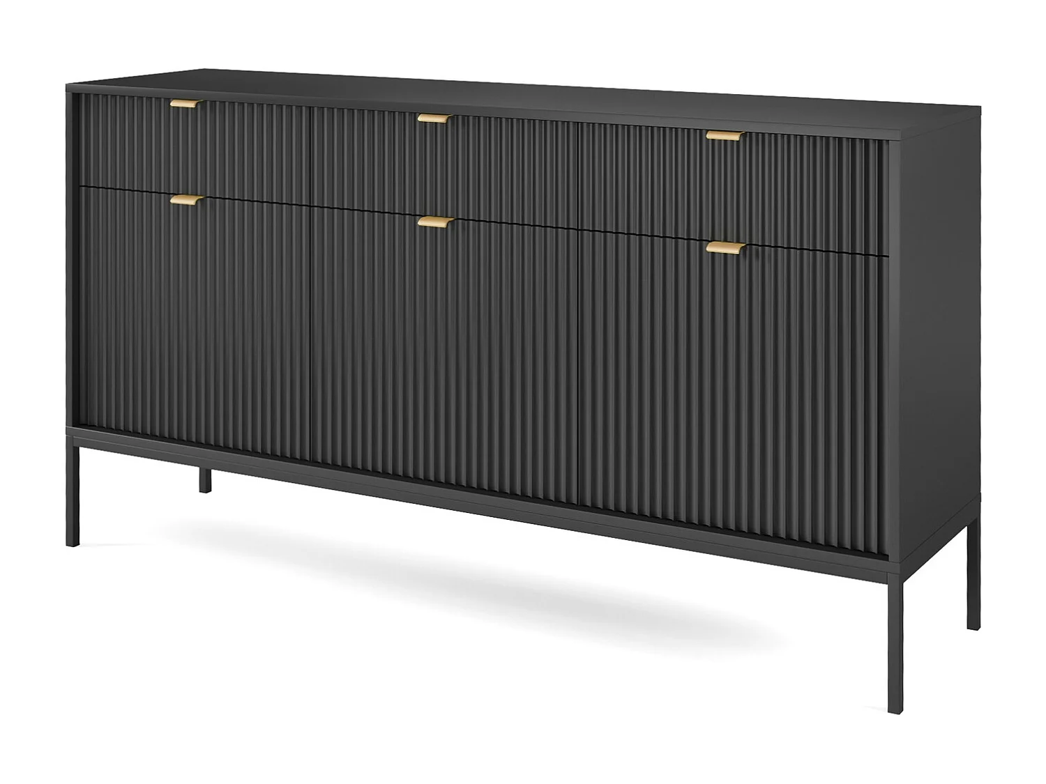 Komoda 150 cm Galla – styl nowoczesny, komoda z szufladami do salonu, czarny 4996381