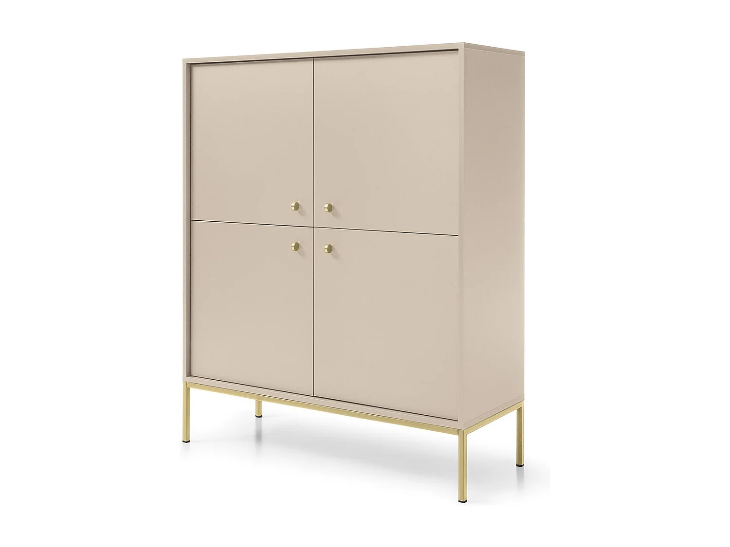 Komoda 4 drzwi Monti – nóżki, komoda 125 cm, beżowy + złoty 4996394