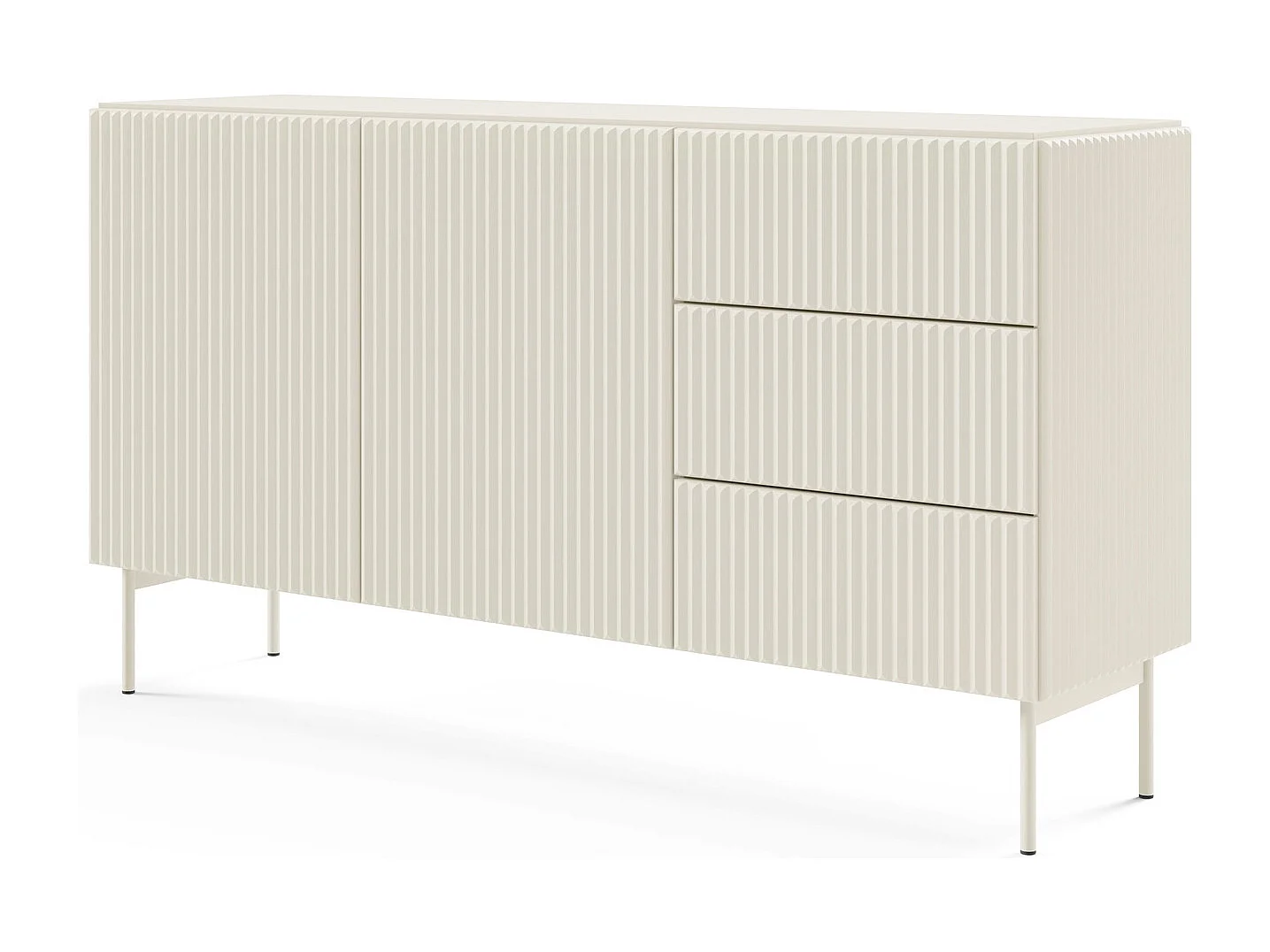 Komoda z szufladami 147 cm Galiano - 2 drzwi, wysokie nóżki, komoda kaszmirowa ryflowana 4996389 - obrazek 1