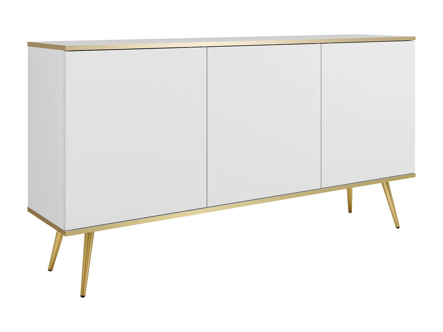 Komoda trzydrzwiowa Rodi 160 cm, do salonu na nóżkach - biały + złoty 4996397 - obrazek 1