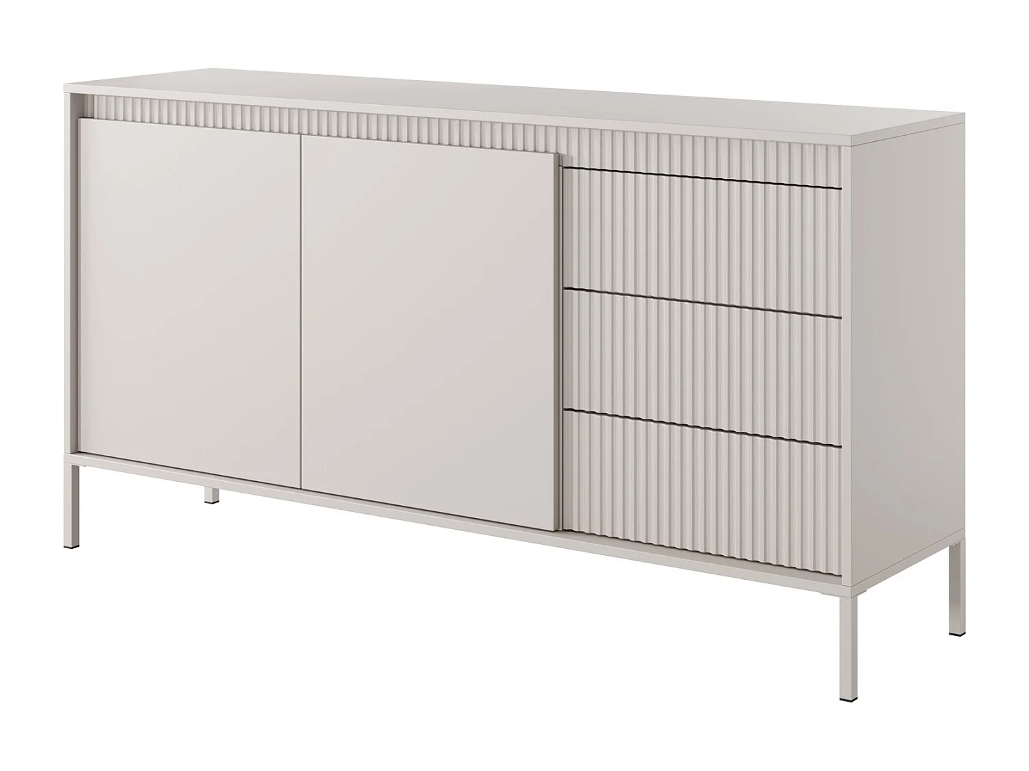 Komoda dwudrzwiowa Santori - komoda beżowa 155 cm na nóżkach, 3 szuflady 4996396 - obrazek 1