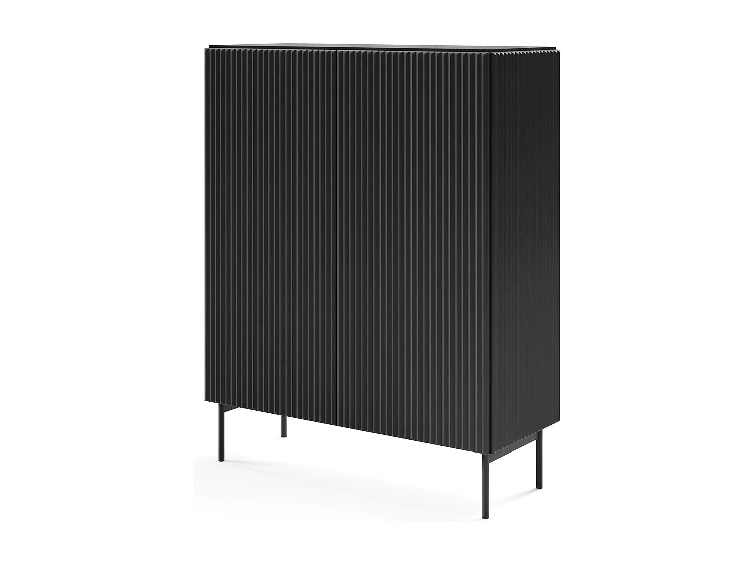 Komoda czarna 100 cm Galiano na wysokich nóżkach - komoda ryflowana, wysoka do salonu 4996390 - obrazek 1