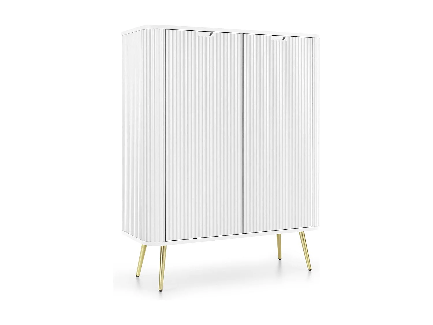 Komoda 100 cm Gerly z ryflowanymi frontami, 2 drzwi, biały + złoty 4996400
