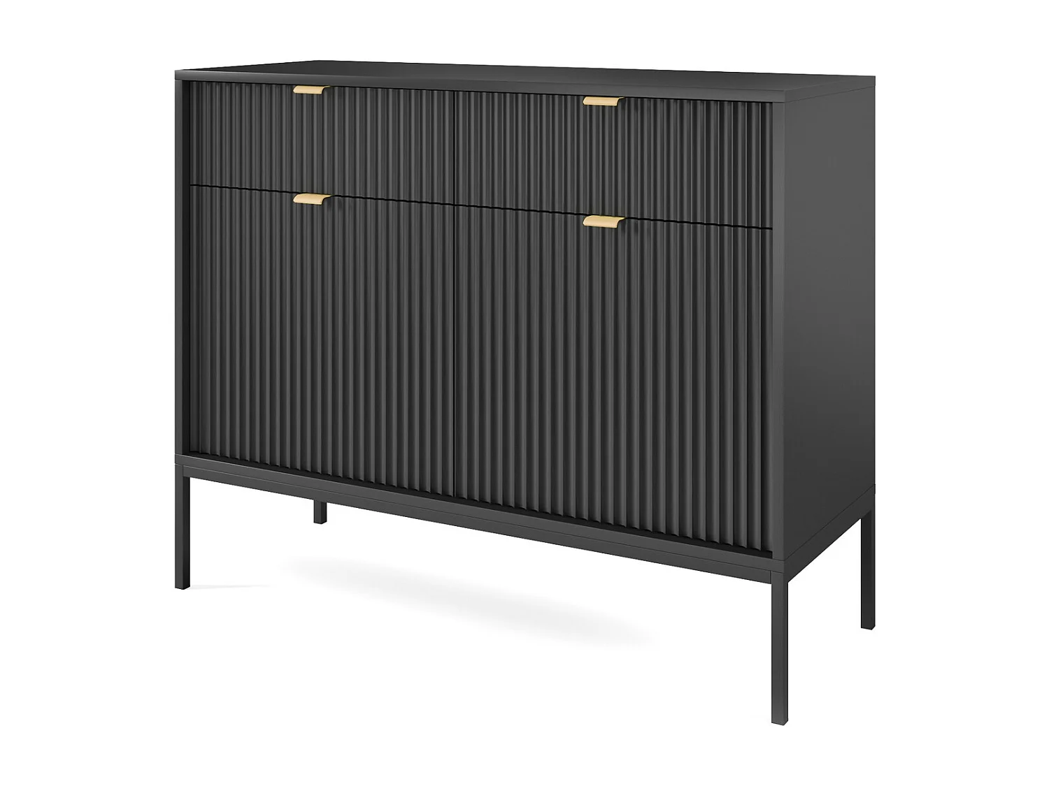 Komoda 100 cm Galla – komoda dwudrzwiowa, styl współczesny, dwie szufladny, czarny 4996407