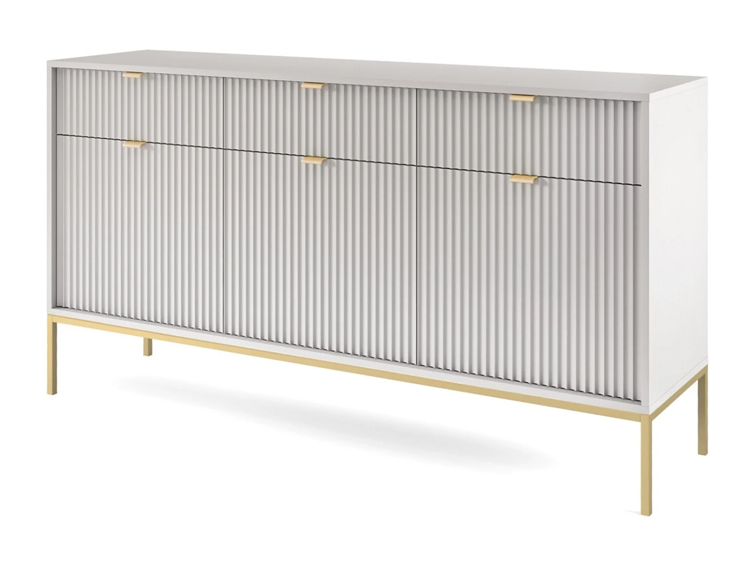 Komoda 150 cm Galla – styl nowoczesny, komoda z szufladami do salonu, szary + złoty 4996414