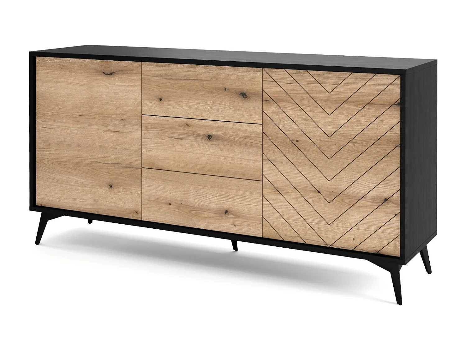 Komoda 150 cm Emerald z szufladami, komoda do salonu dwudrzwiowa, dąb Evoke 4996416