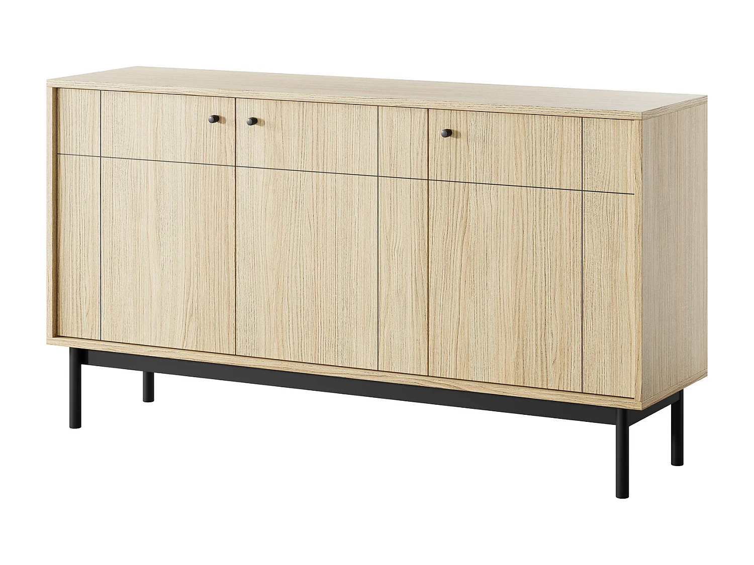 Komoda trzydrzwiowa Lunaris na nóżkach, do salonu, komoda 155 cm - Dąb Linea 4996415 - obrazek 1