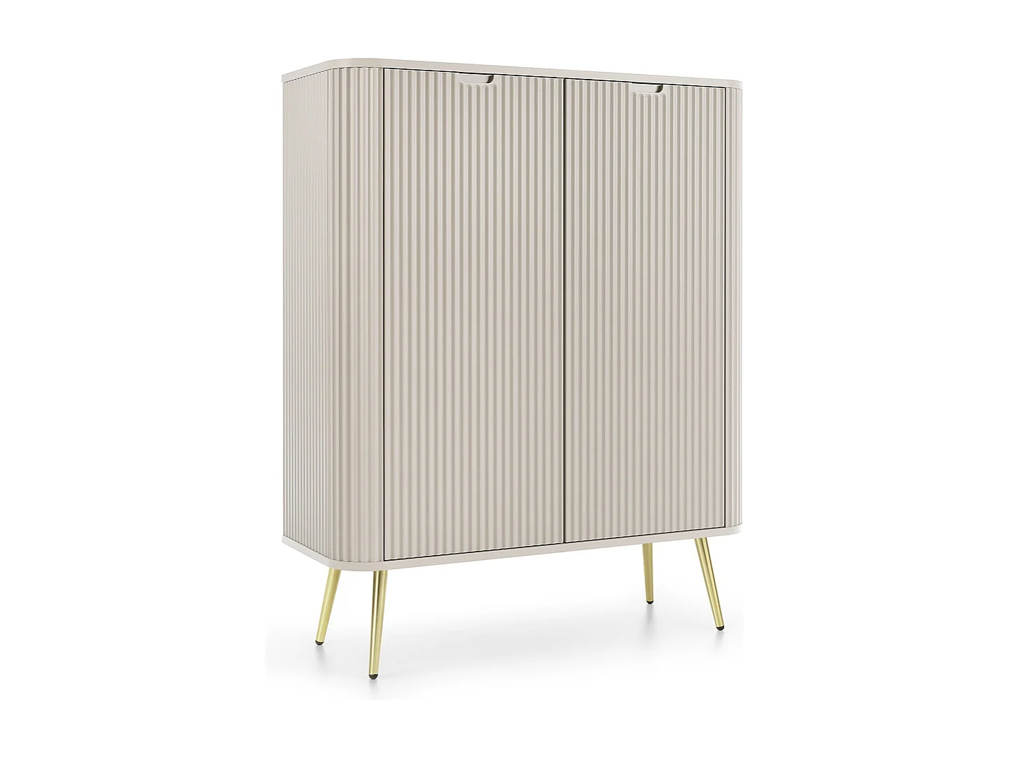 Komoda 100 cm Gerly z ryflowanymi frontami, 2 drzwi, kaszmir + złoty 4996419