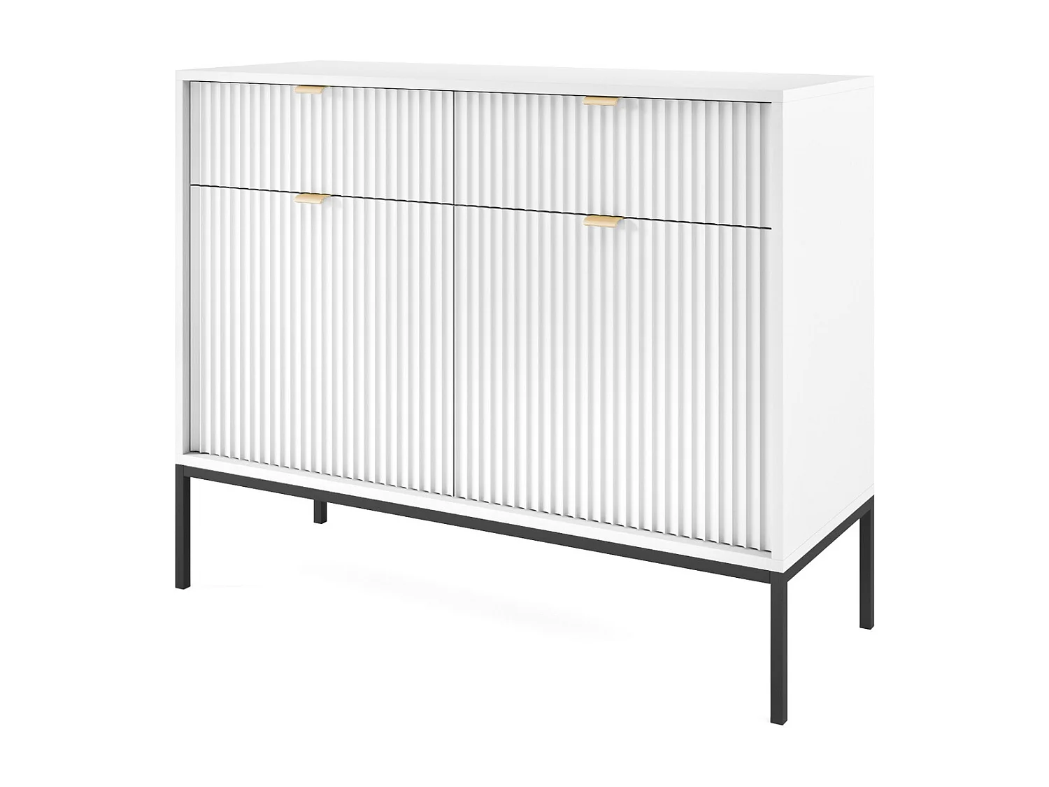 Komoda 100 cm Galla – komoda dwudrzwiowa, styl współczesny, dwie szufladny, biały + czarny 4996418