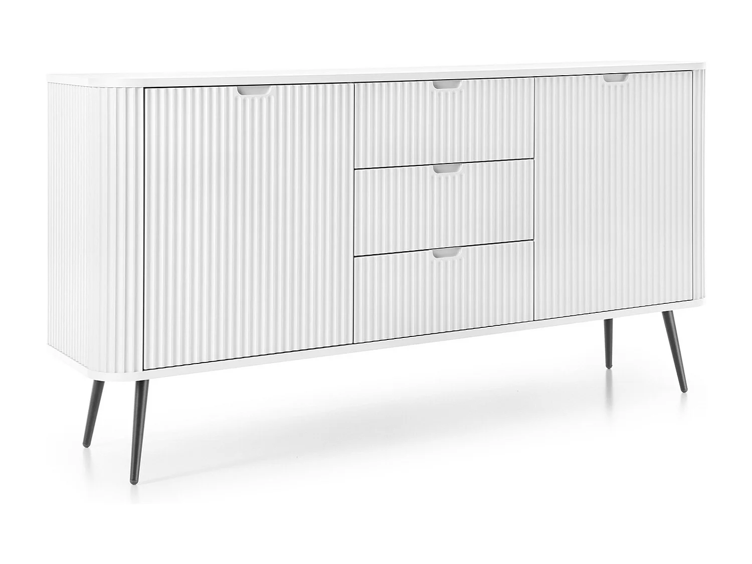Komoda z szufladami Gerly na nóżkach - kredens 170 cm, 2 drzwi, biały + czarny 4996424 - obrazek 1