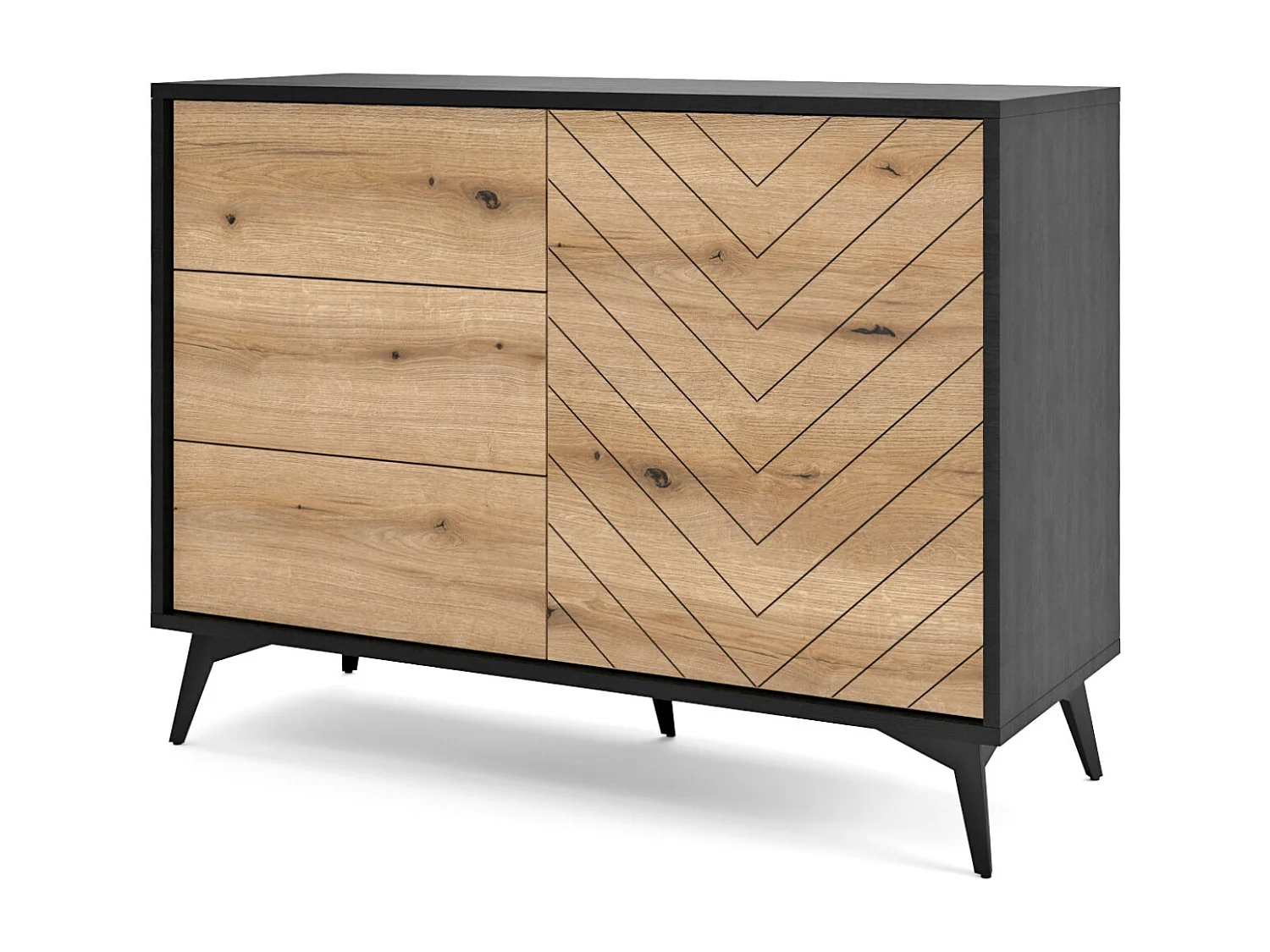 Komoda z szufladami Emerald - styl Loft ,100 cm, metalowe nóżki, dąb Evoke 4996428 - obrazek 1