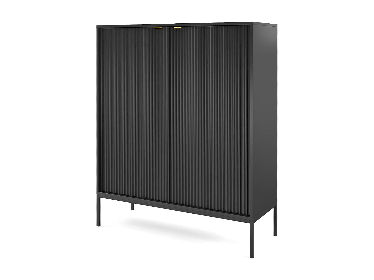 Komoda 100 cm Galla – wysoka komoda dwudrzwiowa, styl współczesny, czarny 4996435