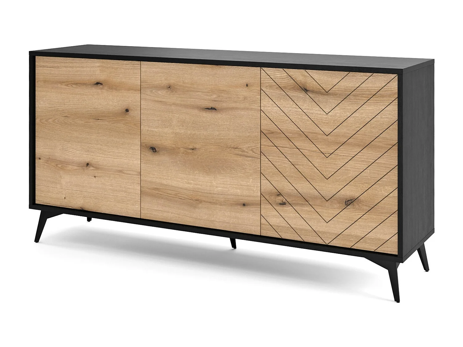 Komoda szeroka 150 cm Emerald - loft, komoda 3-drzwiowa, dąb Evoke 4996434 - obrazek 1