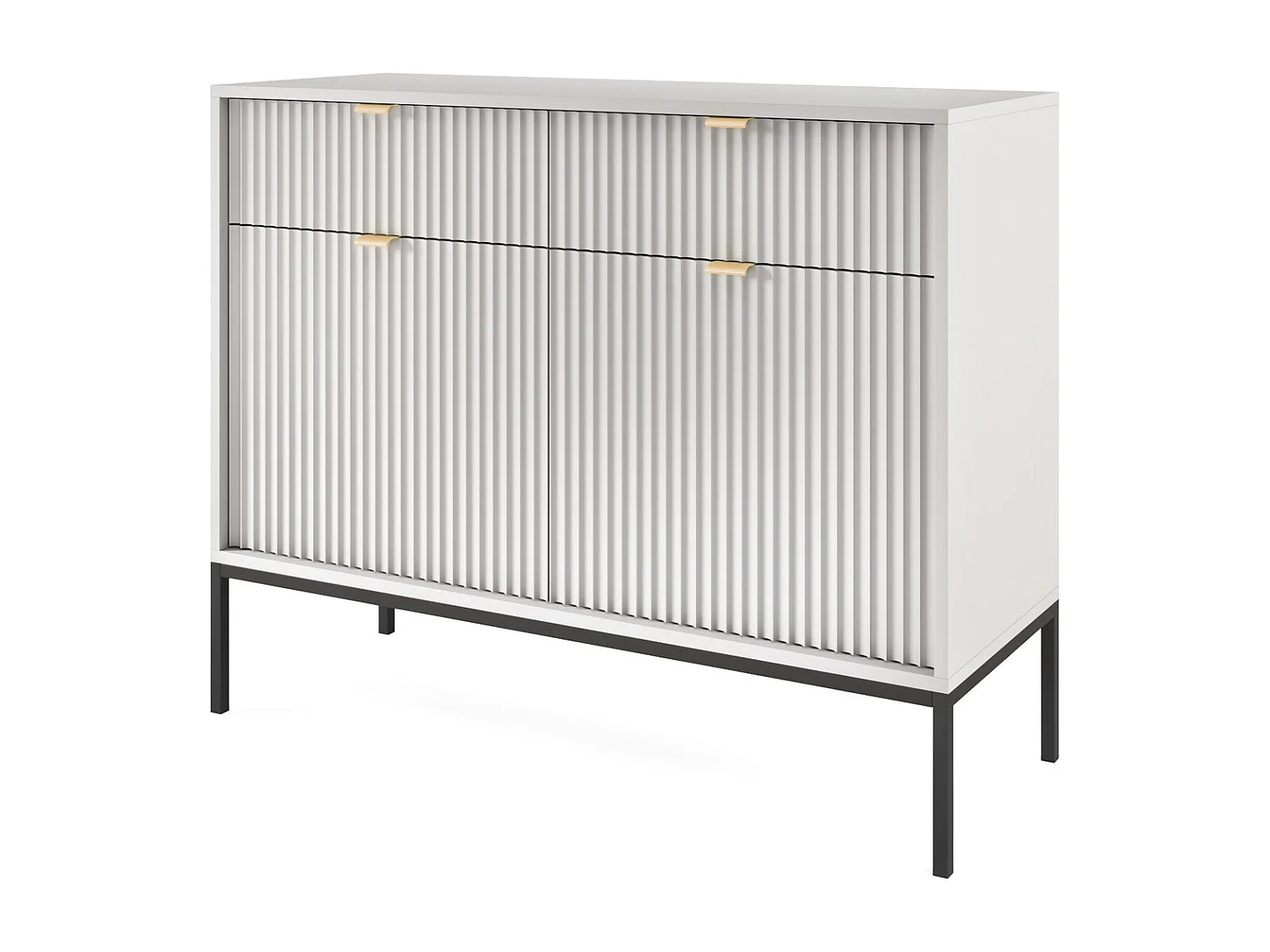Komoda 100 cm Galla – komoda dwudrzwiowa, styl współczesny, dwie szufladny, szary + czarny 4996440