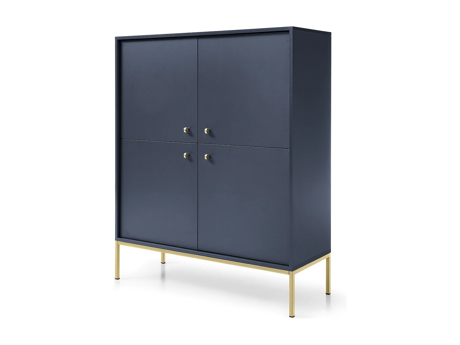 Komoda 4 drzwi Monti – nóżki, komoda 125 cm, granatowy + złoty 4996445
