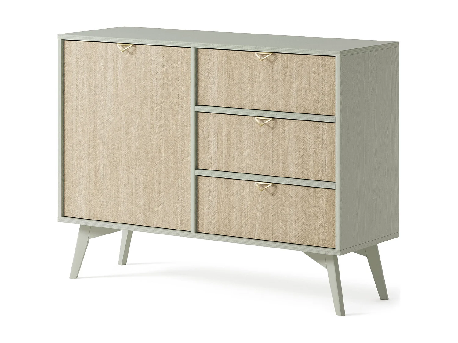 Komoda 100 cm Wood – Komoda na nóżkach, z szufladami – styl boho, Eukaliptus 4996442