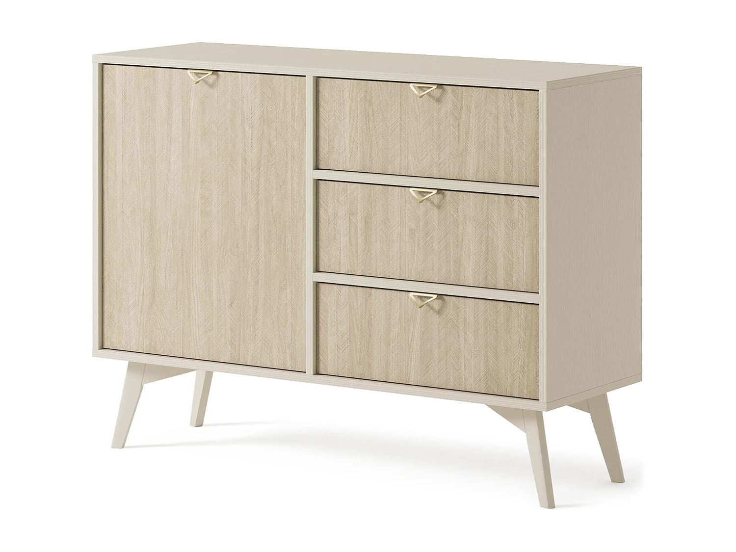Komoda 100 cm Wood – Komoda do salonu, na nóżkach – styl nowoczesny, Beżowy 4996453