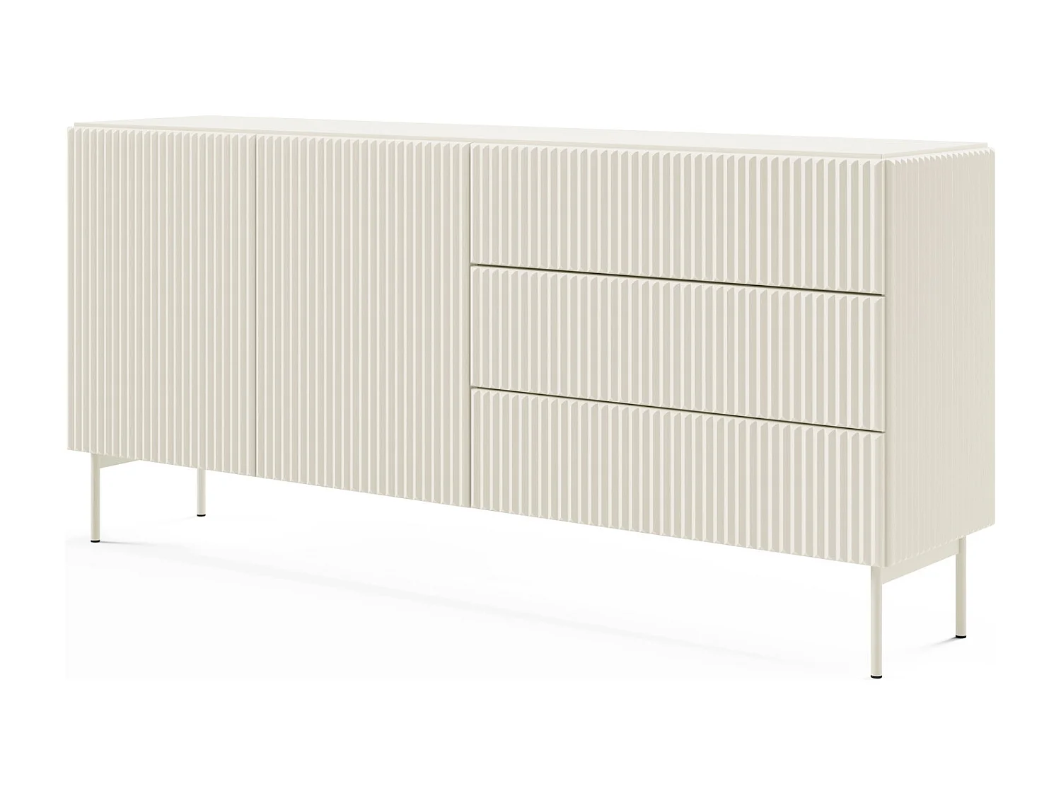 Komoda z szufladami 177 cm Galiano - 2 drzwi, wysokie nóżki, komoda kaszmirowa ryflowana 4996446 - obrazek 1