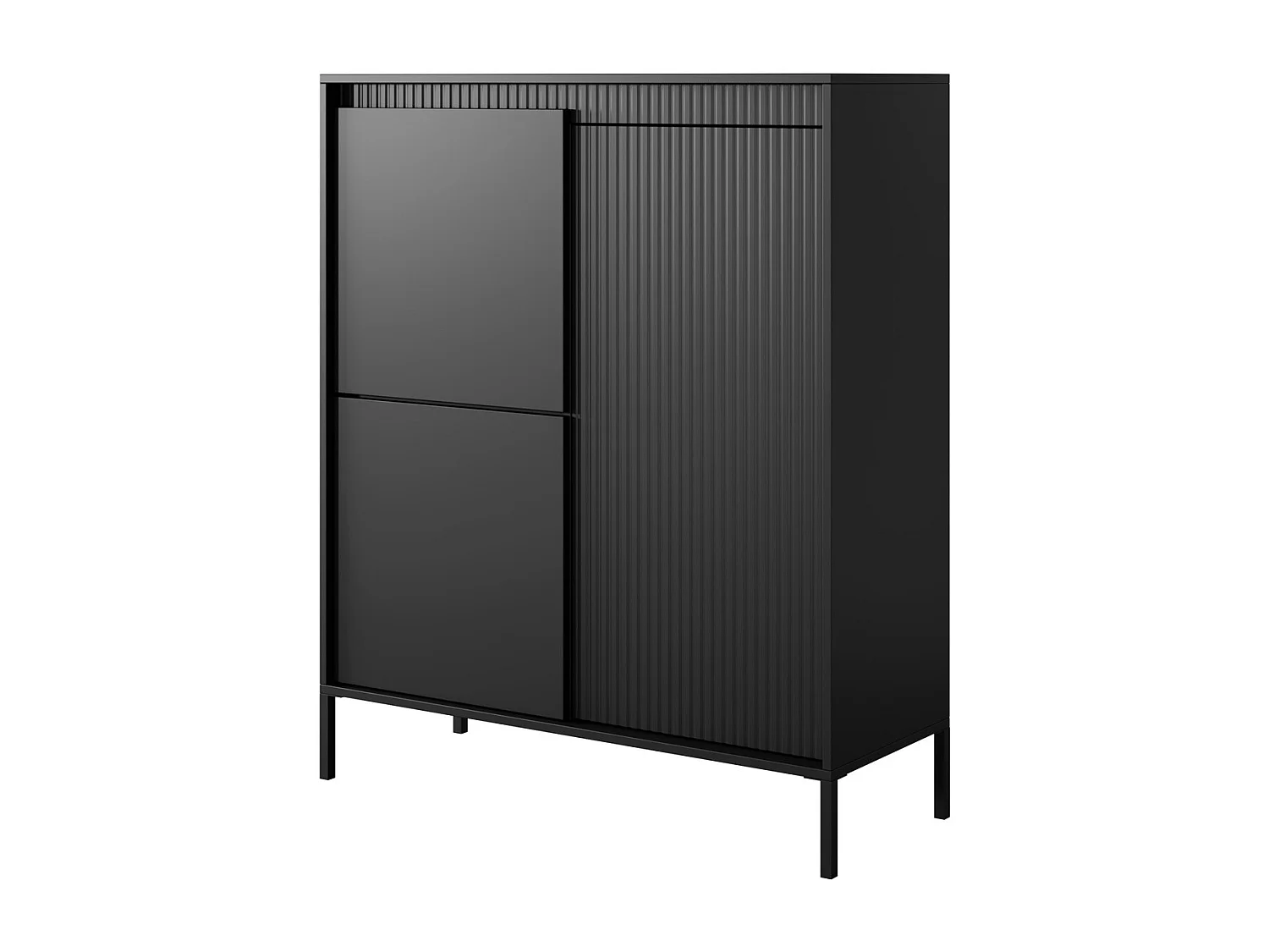 Komoda czarna 105 cm Santori - wysokie nóżki, komoda trzydrzwiowa 4996449 - obrazek 1