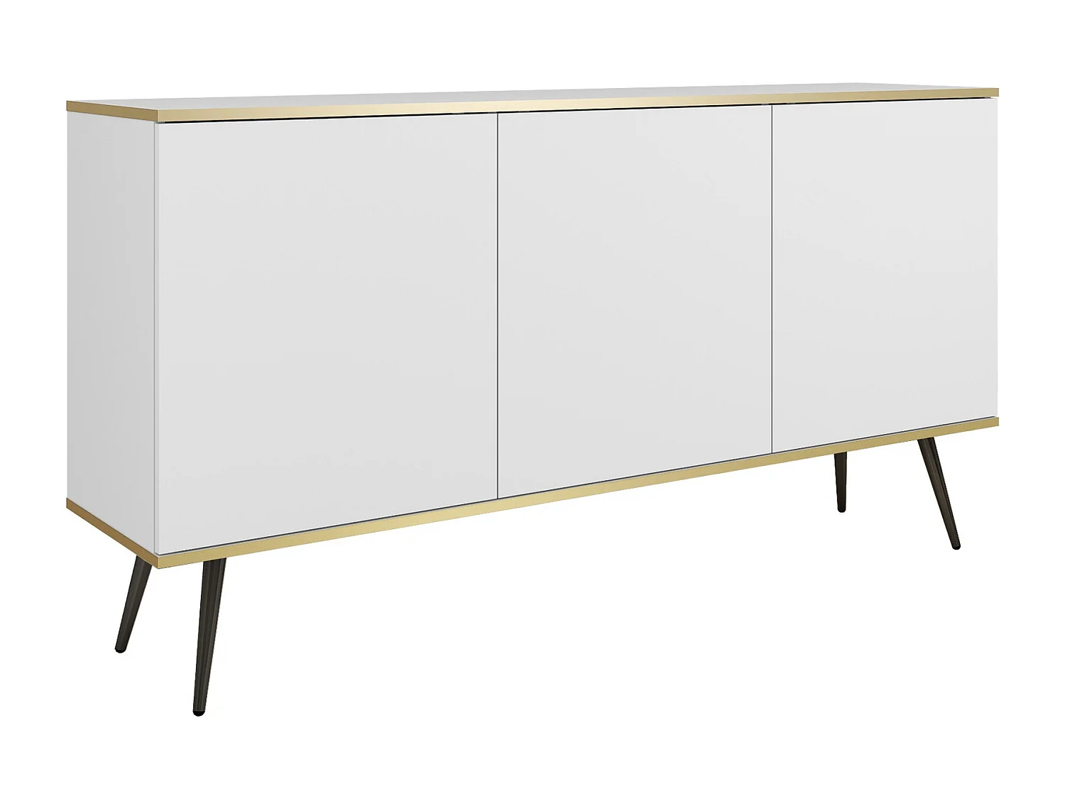 Komoda trzydrzwiowa Rodi 160 cm, do salonu na nóżkach - biały + czarny 4996456 - obrazek 1