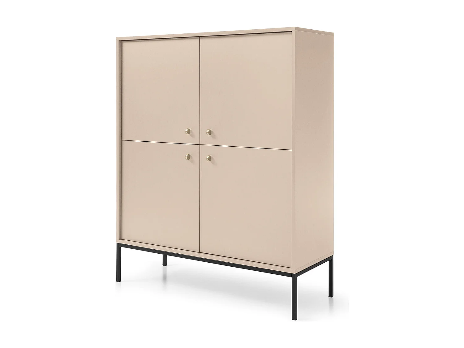 Komoda 4 drzwi Monti – nóżki, komoda 125 cm, beżowy + czarny 4996452