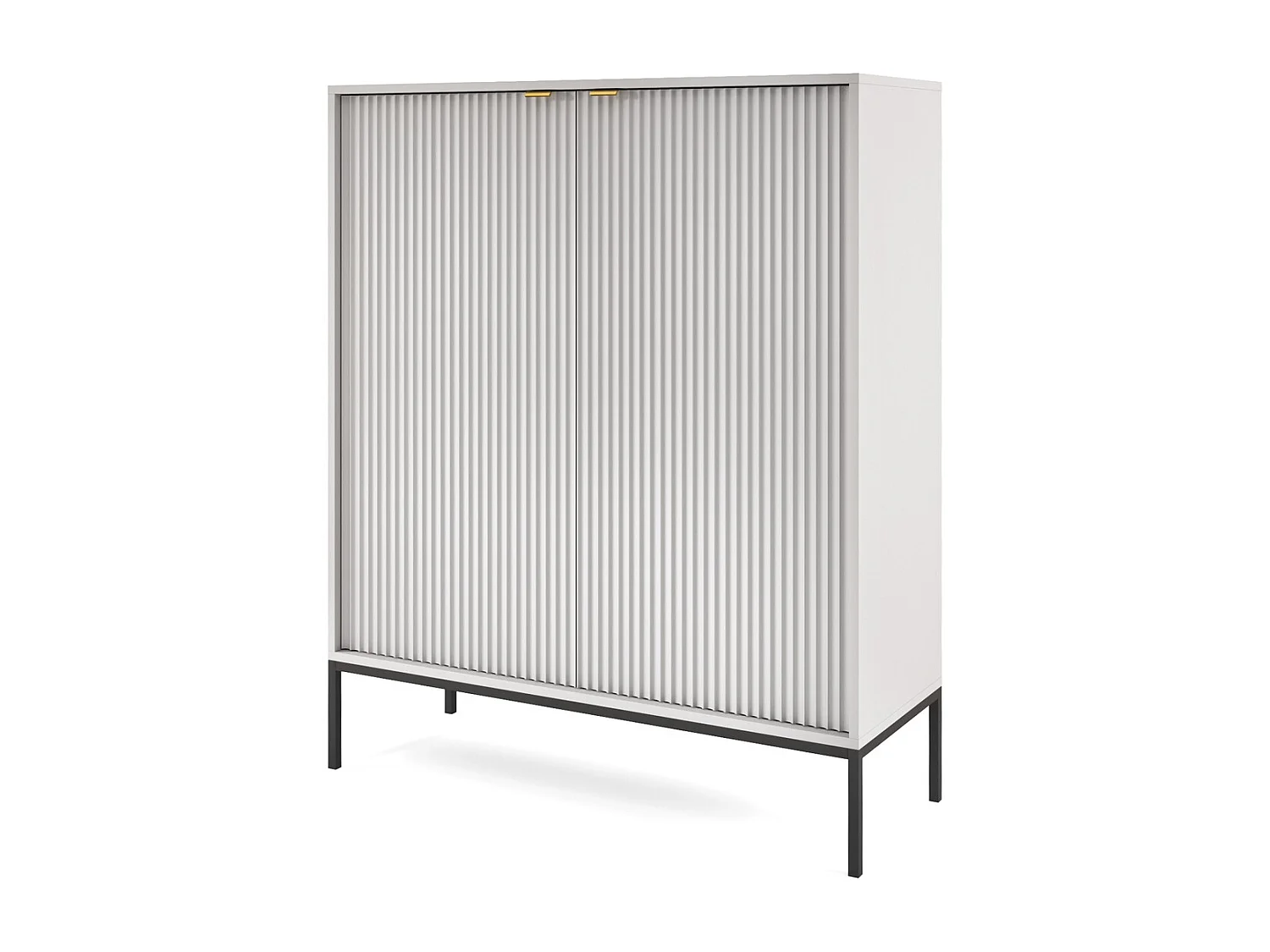 Komoda 100 cm Galla – wysoka komoda dwudrzwiowa, styl współczesny, szary + czarny 4996459