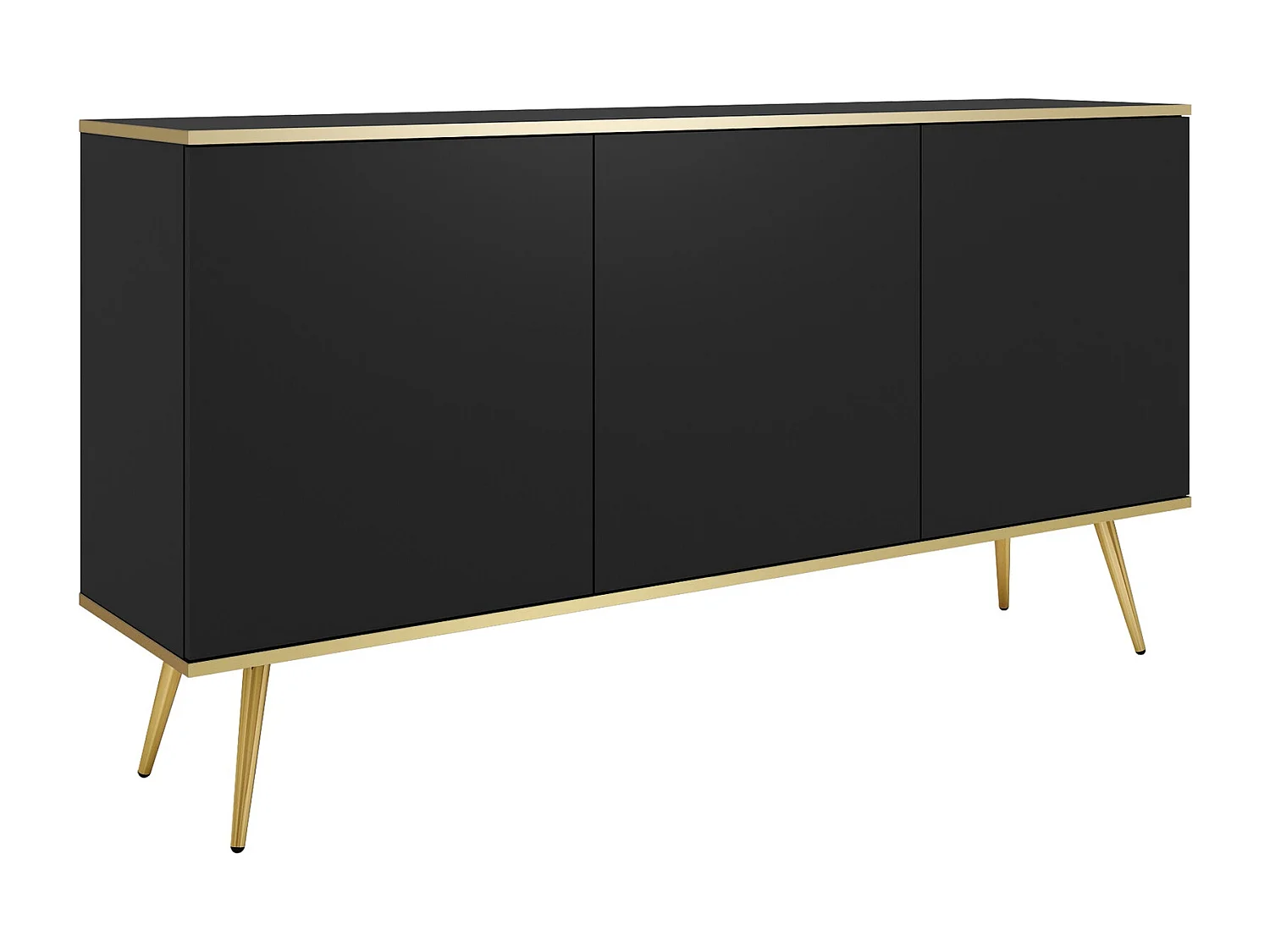 Komoda trzydrzwiowa Rodi 160 cm, do salonu na nóżkach - czarny + złoty 4996467 - obrazek 1