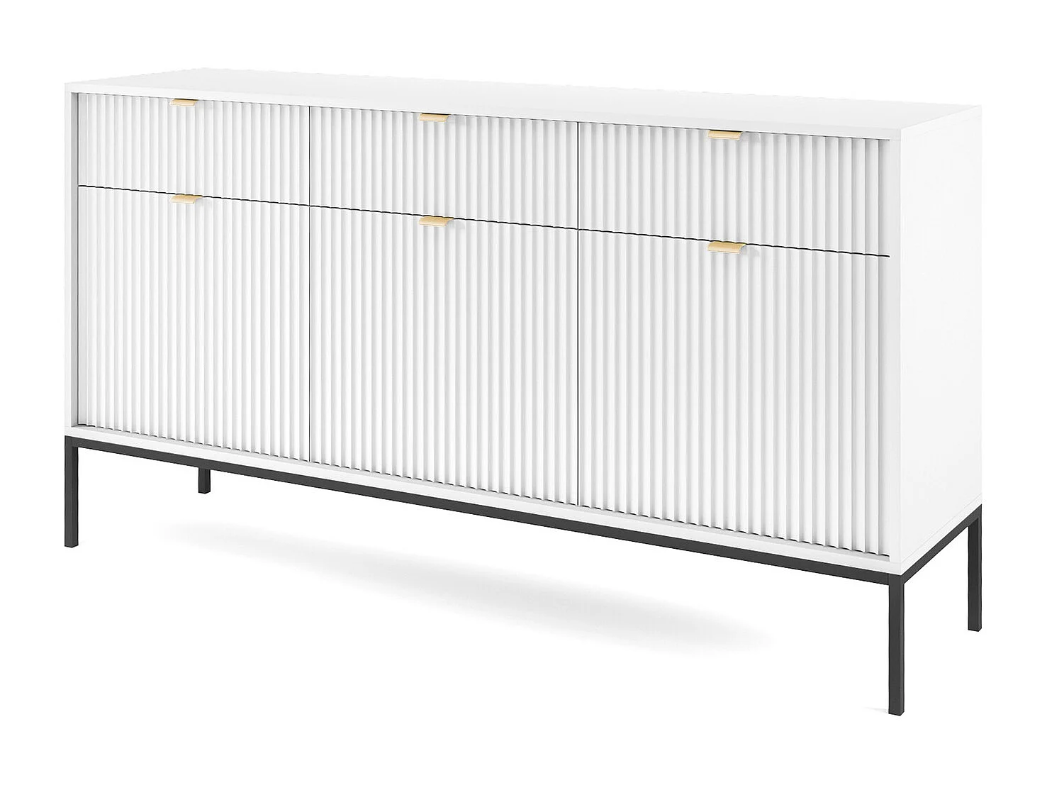 Komoda 150 cm Galla – styl nowoczesny, komoda z szufladami do salonu, biały + czarny 4996461