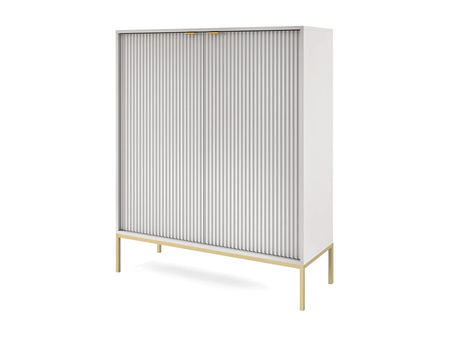 Komoda 100 cm Galla – wysoka komoda dwudrzwiowa, styl współczesny, szary + złoty 4996473