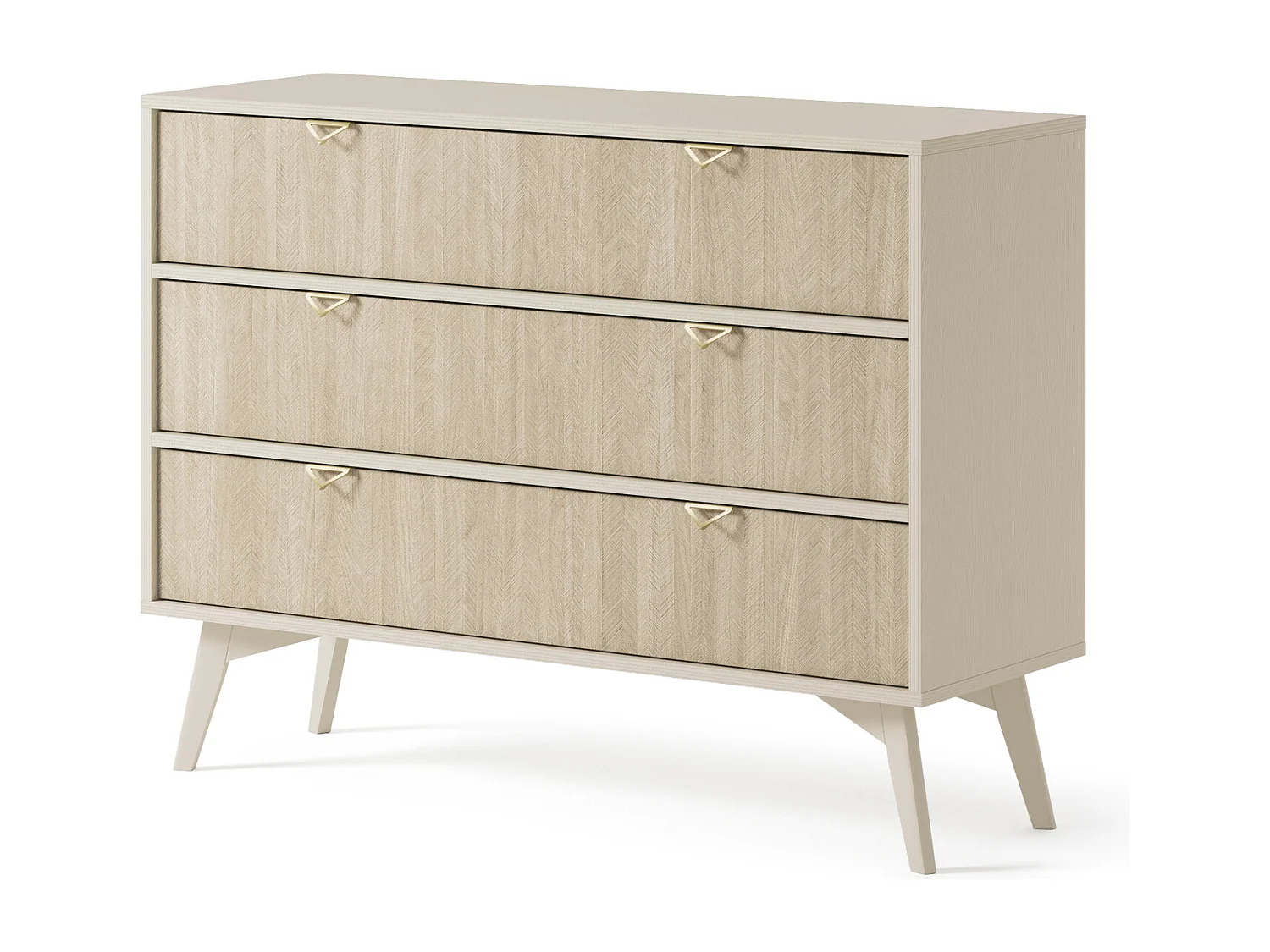 Komoda 100 cm Wood – Komoda na nóżkach, z 3 szufladami – styl boho, Beżowy 4996478