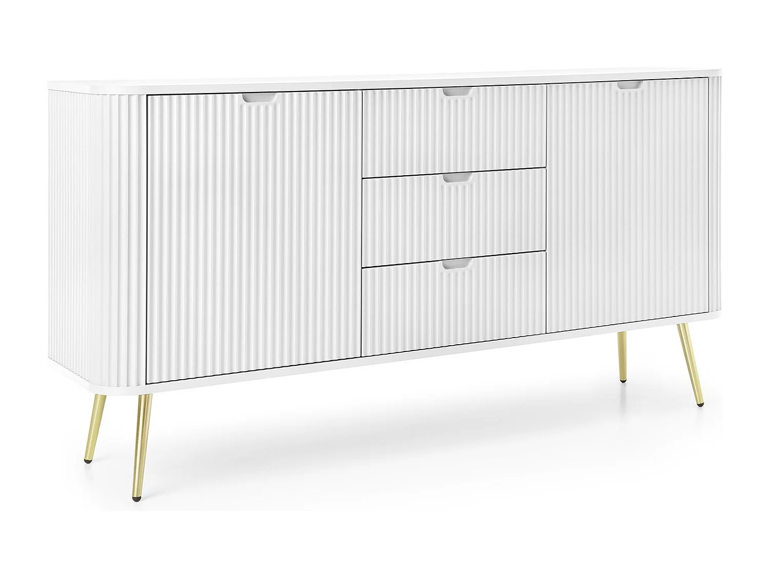 Komoda z szufladami Gerly na nóżkach - kredens 170 cm, 2 drzwi, biały + złoty 4996483 - obrazek 1