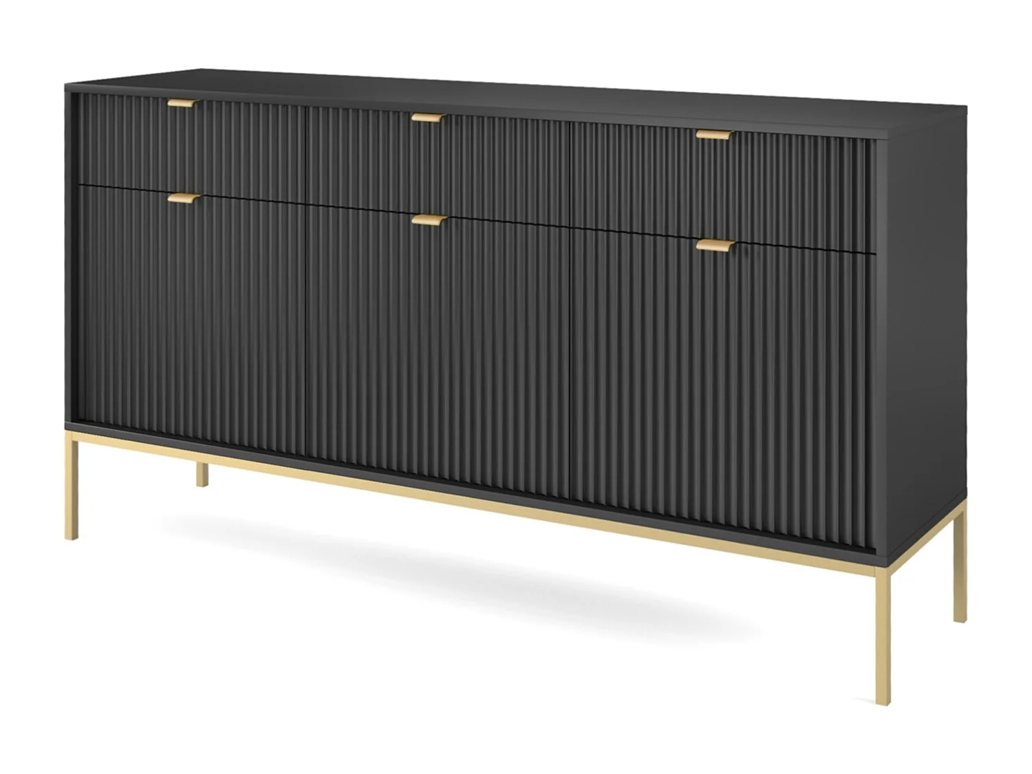 Komoda 150 cm Galla – styl nowoczesny, komoda z szufladami do salonu, czarny + złoty 4996484