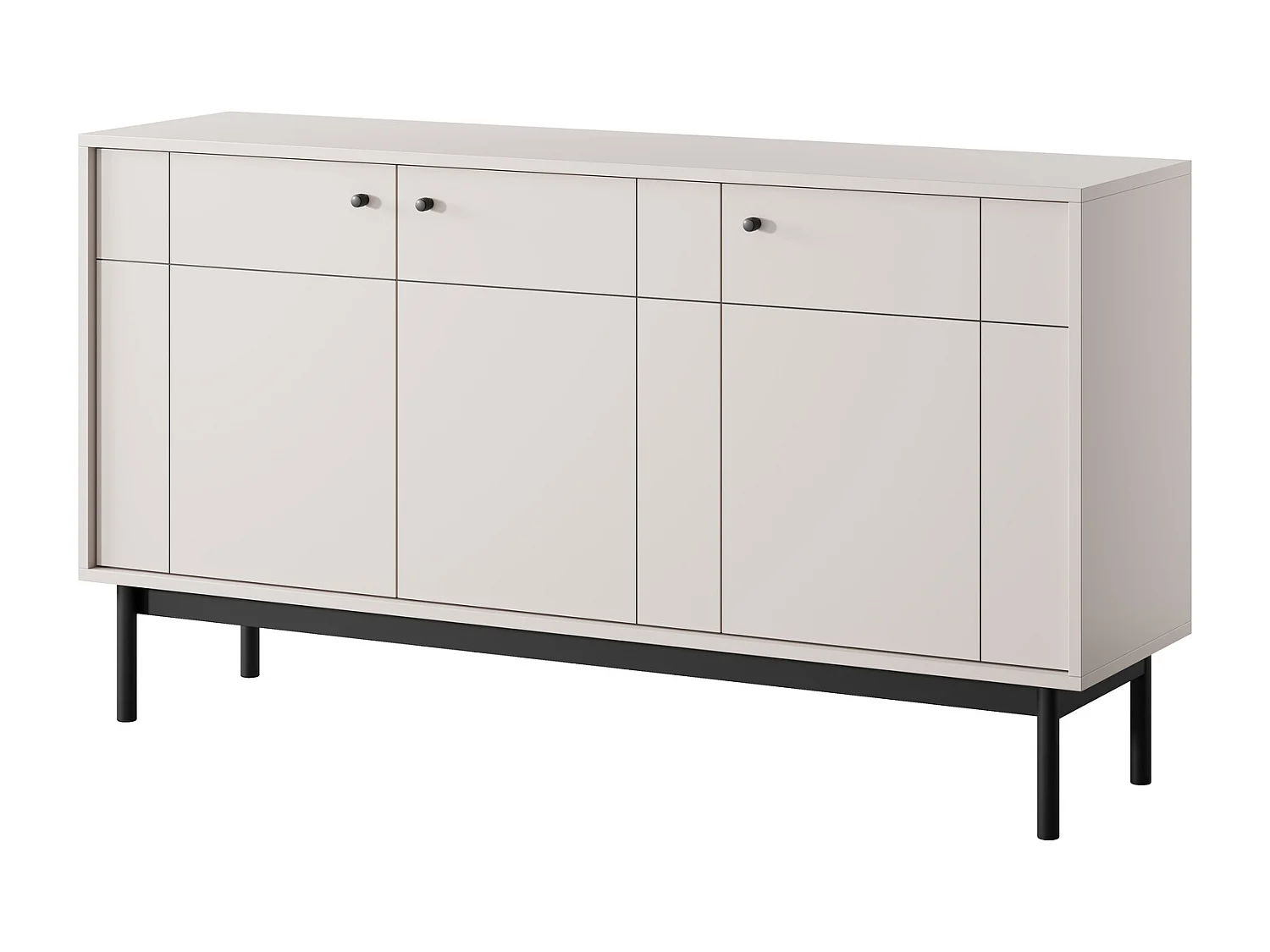 Komoda trzydrzwiowa Lunaris na nóżkach, do salonu, komoda 155 cm - kaszmir 4996488 - obrazek 1