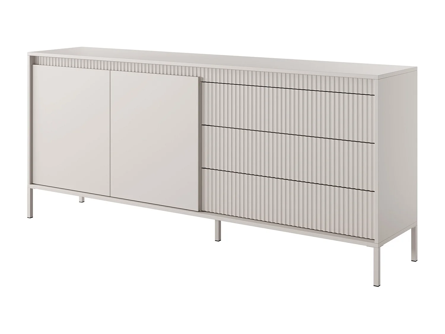 Komoda dwudrzwiowa Santori - komoda beżowa 187 cm na nóżkach, 3 szuflady 4996489 - obrazek 1