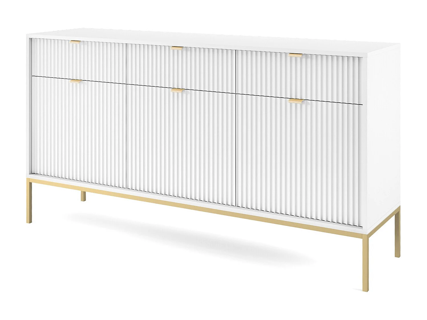 Komoda 150 cm Galla – styl nowoczesny, komoda z szufladami do salonu, biały + złoty 4996491