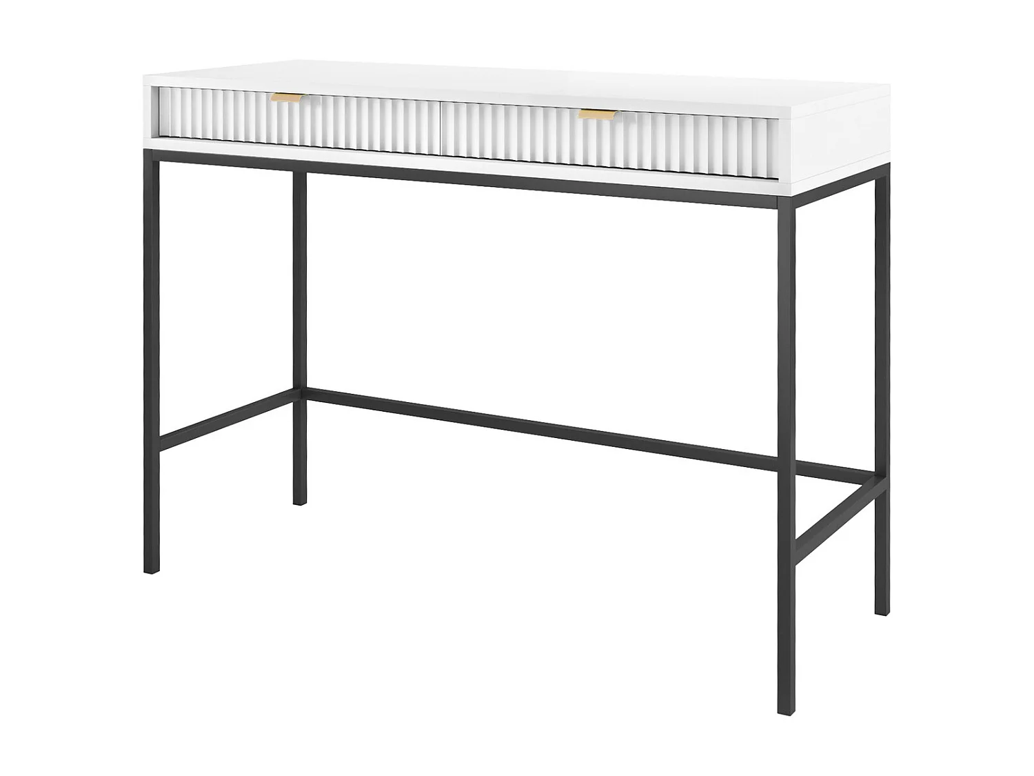 Konsola z szufladą Galla - Toaletka 100 cm do salonu, sypialni, biały + czarny 4996569 - obrazek 1