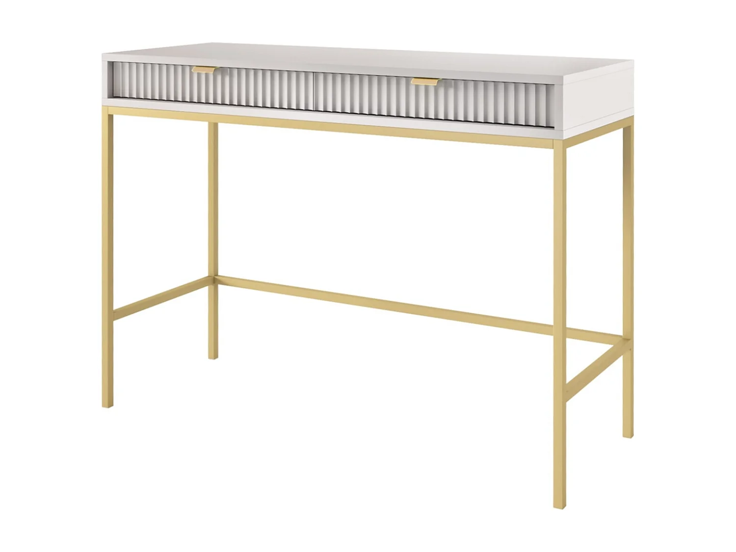 Konsola z szufladą Galla - Toaletka 100 cm do salonu, sypialni, szary + złoty 4996585 - obrazek 1