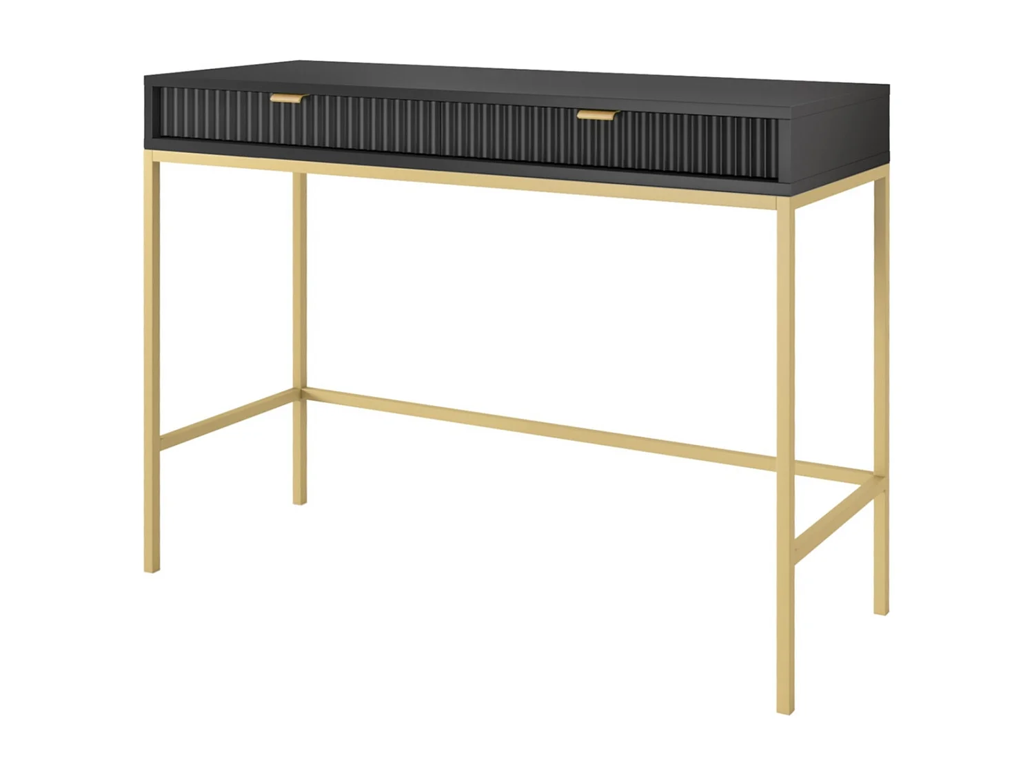 Konsola z szufladą Galla - Toaletka 100 cm do salonu, sypialni, czarny + złoty 4996632 - obrazek 1