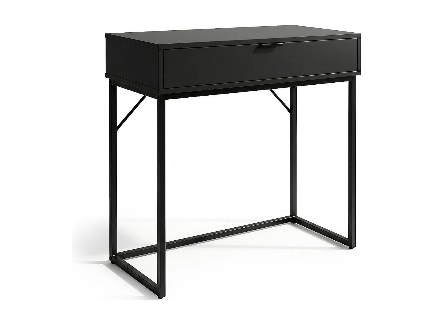 Konsola stolik loftowy MODENA 1 szuflada 80 cm Czarna Czarne nogi 4996878 - obrazek 1