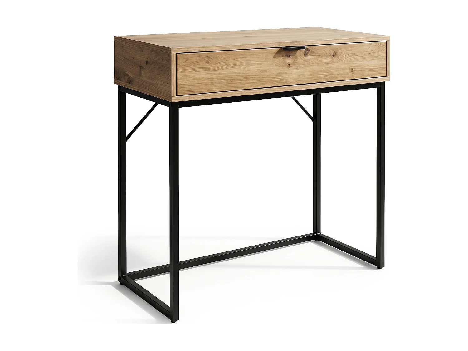 Konsola stolik loftowy MODENA 1 szuflada 80 cm Dąb Artisan Czarne nogi 4996882 - obrazek 1